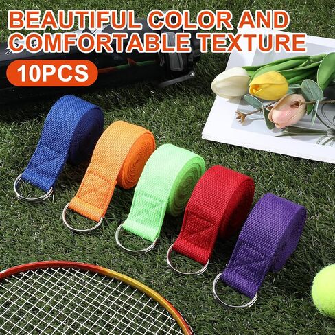 10 Pcs Yoga Strap for Stretching Bulk 6ft Exercise Stretch Band with Metal D Ring Adjustable Pilates Non Elastic Yoga Stretch Belt for Women Men Physical Fitness Gym Workout Dance in Saudi Arabia