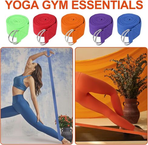 10 Pcs Yoga Strap for Stretching Bulk 6ft Exercise Stretch Band with Metal D Ring Adjustable Pilates Non Elastic Yoga Stretch Belt for Women Men Physical Fitness Gym Workout Dance in Saudi Arabia