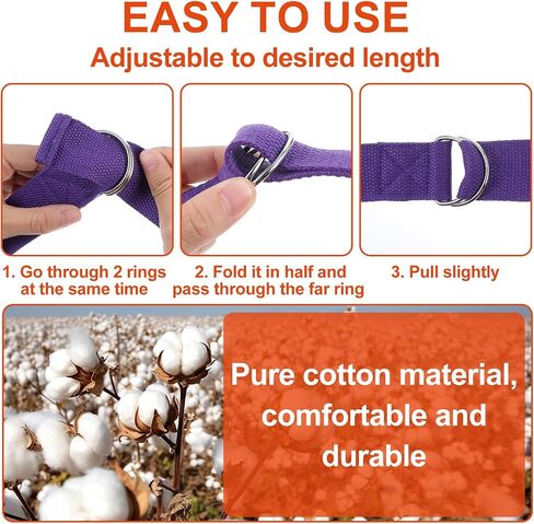 10 Pcs Yoga Strap for Stretching Bulk 6ft Exercise Stretch Band with Metal D Ring Adjustable Pilates Non Elastic Yoga Stretch Belt for Women Men Physical Fitness Gym Workout Dance in Saudi Arabia