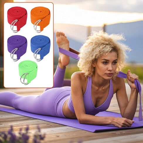 10 Pcs Yoga Strap for Stretching Bulk 6ft Exercise Stretch Band with Metal D Ring Adjustable Pilates Non Elastic Yoga Stretch Belt for Women Men Physical Fitness Gym Workout Dance in Saudi Arabia