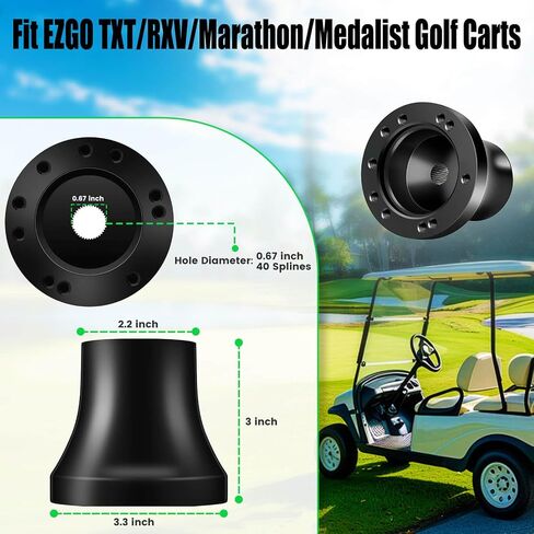 EZGO Steering Wheel Adapter fit EZGO TXT/RXV/Marathon/Medalist Golf Carts Steering Wheel Adapter Golf Cart Accessories(Black) in Saudi Arabia
