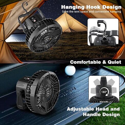 Roykaw 10400 Mah Magnetic Golf Cart Fan محمولة بطارية قابلة لإعادة الشحن مدعومة ، 24+ ساعة ، مع مصابيح LED ، متوافقة مع Ezgo/Club Car/Yamaha وجميع الأجسام المفارقة ، السيطرة اللاسلكية وبعدها ، 1 PC in Kuwait