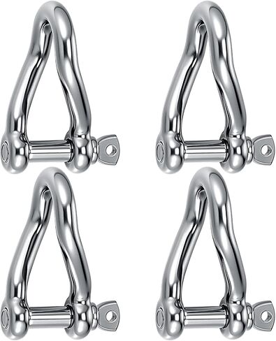 Zonon 4 Pack Stainless Steel 316 Twisted Clevis, 1/2"（12mm）, Twist Shackle with Screw Pin, Silver in Saudi Arabia