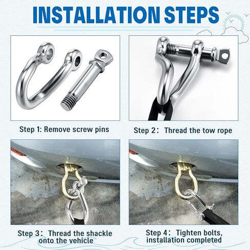 Zonon 4 Pack Stainless Steel 316 Twisted Clevis, 1/2"（12mm）, Twist Shackle with Screw Pin, Silver in Saudi Arabia