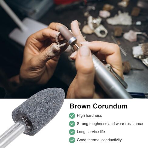 5-Pack Abrasive Mounted Stone Grinding Bits, 1/4 in(6mm) Shank Aluminum Oxide Polishing Sanding Drill Bit for Rotary Tools, 0.79IN(20mm) Dia 80 Grits Point [Gray] in Kuwait