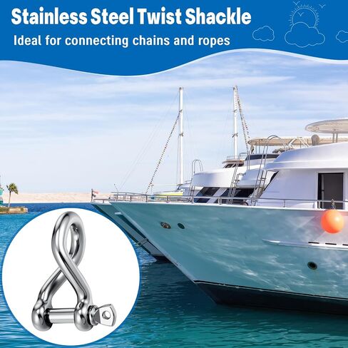 Zonon 4 Pack Stainless Steel 316 Twisted Clevis, 1/2"（12mm）, Twist Shackle with Screw Pin, Silver in Saudi Arabia