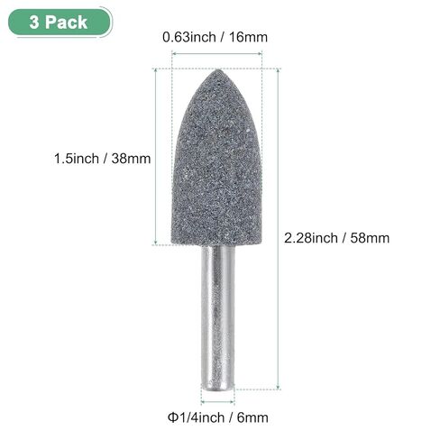 5-Pack Abrasive Mounted Stone Grinding Bits, 1/4 in(6mm) Shank Aluminum Oxide Polishing Sanding Drill Bit for Rotary Tools, 0.79IN(20mm) Dia 80 Grits Point [Gray] in Kuwait