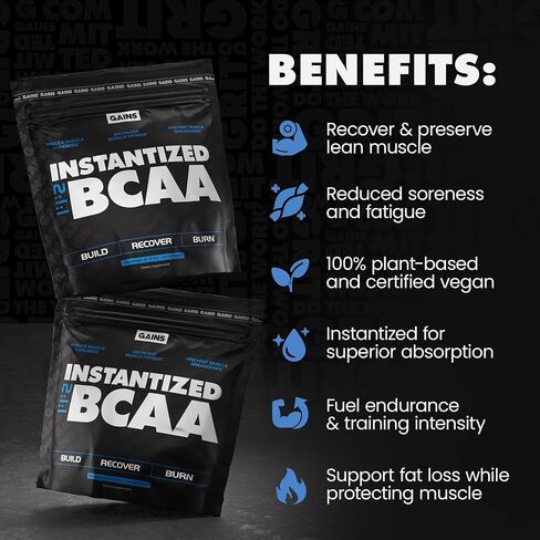 مكاسب في مسحوق BCAA السائبة ، وأحماض الأمينية القائمة على مصنع البلاغ ، ومكملات نباتية خالية من الغلوتين ، مع الكيراتين من أجل التحمل والقوة أثناء التمرين وما بعده ، و 30 حصة in Kuwait