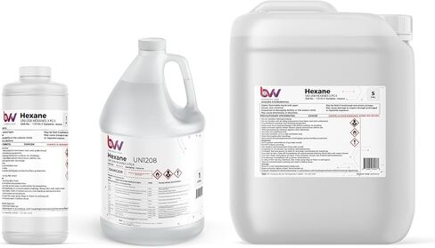 BVV High Purity Lab Grade N -hexane مذيب - 99 ٪ مذيب مختبر نقي للتفاعل الكيميائي والاستخراج واللوني - مذيب سوبر متعدد الاستخدامات - تخزين سهلة واستخدام مذيب غير قطبي - 1 كوارت in Saudi Arabia