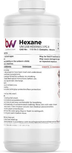 BVV High Purity Lab Grade N -hexane مذيب - 99 ٪ مذيب مختبر نقي للتفاعل الكيميائي والاستخراج واللوني - مذيب سوبر متعدد الاستخدامات - تخزين سهلة واستخدام مذيب غير قطبي - 1 كوارت in Saudi Arabia