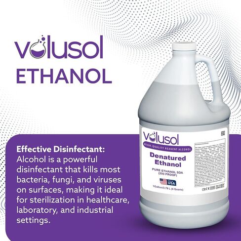Volu-Sol deveded Ethanol SDA (200 دليل) | مثالي للاستخدام المختبر والصناعي | كاشف الكحول | ليس للاستهلاك البشري | موثوق بها من قبل الرعاية الصحية والصناعات البيطرية- 1 جالون / 4 كوارت in Kuwait