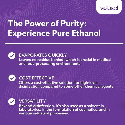 Volu-Sol deveded Ethanol SDA (200 دليل) | مثالي للاستخدام المختبر والصناعي | كاشف الكحول | ليس للاستهلاك البشري | موثوق بها من قبل الرعاية الصحية والصناعات البيطرية- 1 جالون / 4 كوارت in Kuwait
