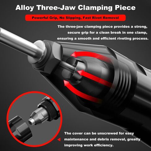 Cordless Rivet Gun Compatible with Dewalt 20V Battery, Electric Rivet Gun Kit, Brushless Blind Riveter Tool Kit for 1/8", 5/32", 3/16" Rivets (Tool Only, No Battery) in Saudi Arabia