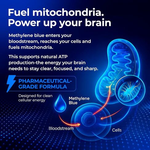 Methylene Blue Pharmaceutical Grade – USP Grade 1% Brain Health Supplement for Memory and Focus – Methylene Blue Drops for Humans – Cognitive Support – No Formaldehyde, Made in USA, 1.69 fl oz (50ml) in Saudi Arabia