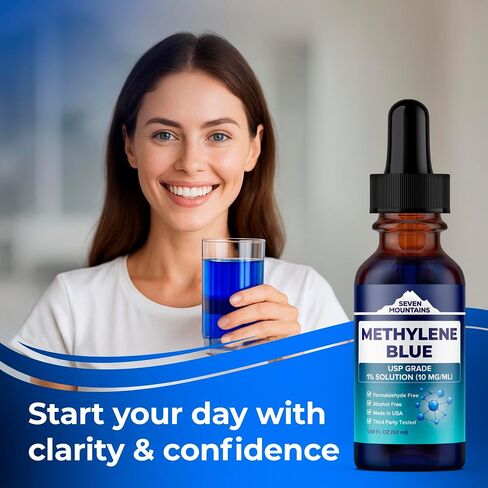 Methylene Blue Pharmaceutical Grade – USP Grade 1% Brain Health Supplement for Memory and Focus – Methylene Blue Drops for Humans – Cognitive Support – No Formaldehyde, Made in USA, 1.69 fl oz (50ml) in Saudi Arabia