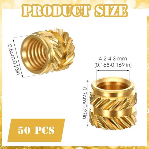 50 PCS M5 إدراج ملولب ، إدراج ملولب المكسرات النحاسية ، إدراج مجموعة الحرارة لمكونات الطباعة ثلاثية الأبعاد وأجزاء بلاستيكية (M5x6 مم L x7 MMOD) in Saudi Arabia