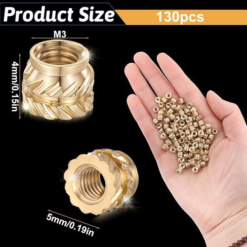 M3 Heat Set Inserts M3 x 4mm x 5mm, 130 Pcs 3D Printing Brass Nuts Knurled Brass Nuts Female Thread Knurled Heat Embedment Nut for 3D Printing Parts Automotive Loptop Plastic Shell in Saudi Arabia
