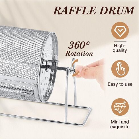 2 PCS 7 "x 4.7" طبل يانصيب صغير ترقية التذاكر الفضية الدوار يحمل 600 تذكرة يرفع عجلة السحب مع قفص الأسطوانة للوقوف لأحداث الألعاب in Kuwait