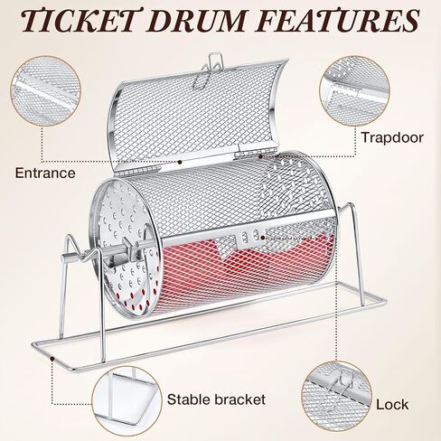 2 PCS 7 "x 4.7" طبل يانصيب صغير ترقية التذاكر الفضية الدوار يحمل 600 تذكرة يرفع عجلة السحب مع قفص الأسطوانة للوقوف لأحداث الألعاب in Kuwait