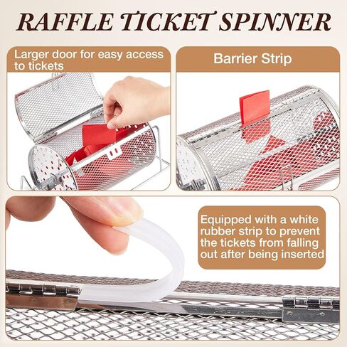 2 PCS 7 "x 4.7" طبل يانصيب صغير ترقية التذاكر الفضية الدوار يحمل 600 تذكرة يرفع عجلة السحب مع قفص الأسطوانة للوقوف لأحداث الألعاب in Kuwait