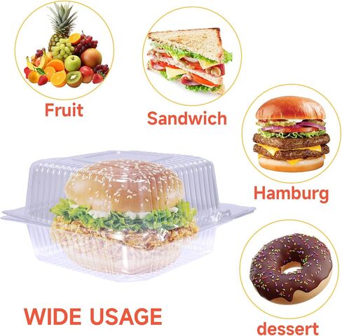 200 Pack Cake Slice Container, Square Cake Slice Boxs Clear Containers With Hinged Lids, Bento Cake Box For Fruit, Salad, Sandwiches, Dessert, Fruit, Pastry in Saudi Arabia