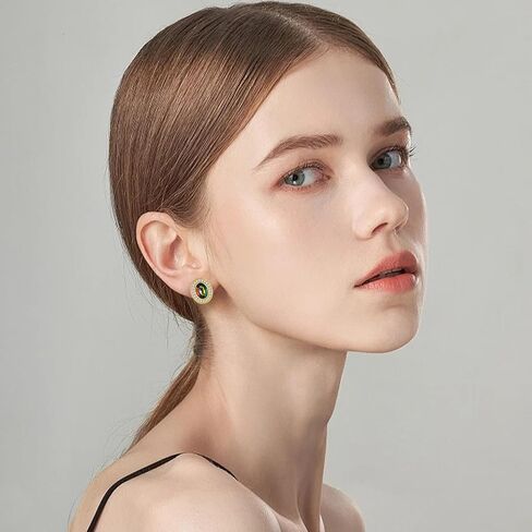 EVEVIC Austrian Crystal Halo Oval Stud Earrings for Women Trendy,14k Gold Plated Hypoallergenic Earring Jewelry Gift in Saudi Arabia