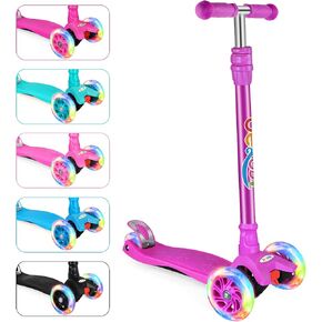 BELEEV Scooters for Kids 3 Wheel Kick Scooter for Toddlers Girls Boys, 4 Adjustable Height, Lean to Steer, Light up Wheels, Extra-Wide Deck, Easy to Assemble for Children Ages 3-12 in Saudi Arabia