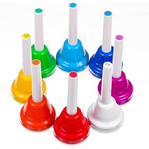 8 Notes Hand Bells, Musical Hand Bell Set with Colorful Design, 8 Pack Colorful Handbells, Durable Iron Bells for Kids Adults, School, Church Choir (4.3 Inch) in Saudi Arabia