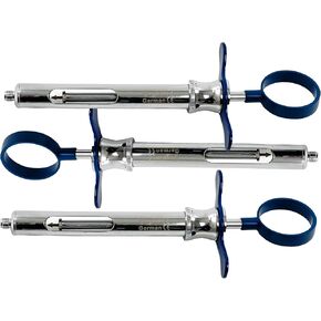 3 Piece Set - 1.8cc Dental Anesthetic Syringe Type-CW | Color Handle Finger Ring Plunger | German Stainless Steel Dental Anesthestics Dispensing Syringe (Set of 3 - 1.8mL - Red) in Kuwait