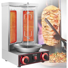 Vertical Shawarma Machine, Propane Gas Gyro Grill & Doner Kebab Rotisserie, 2-Burner Stainless Steel Broiler for Restaurant, Home Kitchen & Commercial Use, 220V in Kuwait