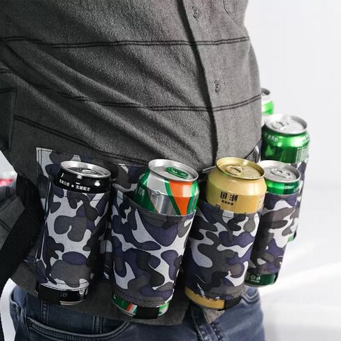 2 Pack Beer Belt, 6 Cans Drink Holder Beer Waist Holder Beer Soda Belt Holster Adjustable Waist Pack Bag for Christmas, Parties, Picnics, Camping, Hiking, Barbeque-Camouflage Green in Kuwait