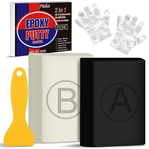 Epoxy Putty - 10 أوقية / 280 جرام طين تمويه الايبوكسي لإصلاح التسريبات ، النموذج ، تشققات التعبئة - مجمع إصلاح سريع للمعادن والبلاستيك والخشب والخزف والتصاق الضخم ومقاوم للماء (أسود) in Kuwait