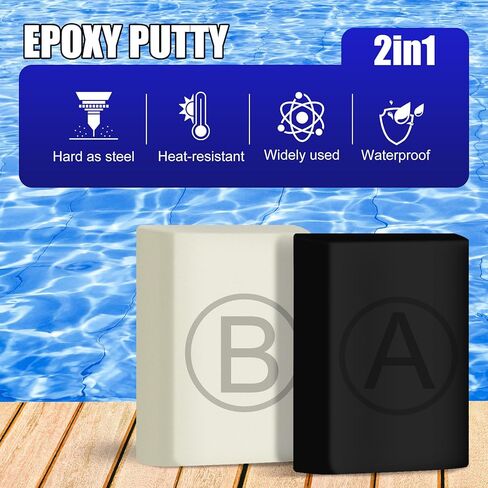 Epoxy Putty - 10 أوقية / 280 جرام طين تمويه الايبوكسي لإصلاح التسريبات ، النموذج ، تشققات التعبئة - مجمع إصلاح سريع للمعادن والبلاستيك والخشب والخزف والتصاق الضخم ومقاوم للماء (أسود) in Kuwait