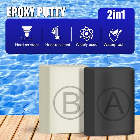 Epoxy Putty - 10oz / 280g Epoxy Sculpt Clay to Fix Leaks, Model, Fill Cracks - Fast Repair Pool Putty for Metal, Plastic, Wood, Tile, Ceramics, Mega Adhesion and Waterproof (Black) in Kuwait