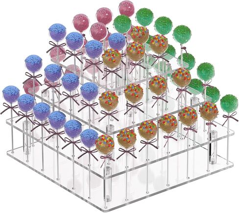 Lollipop Stand Display Clear Cake Pop Stands Display Stand Tower Acrylic 56 Hole Tiered Candy Tree Holder for Party Decorating Wedding Events in Kuwait