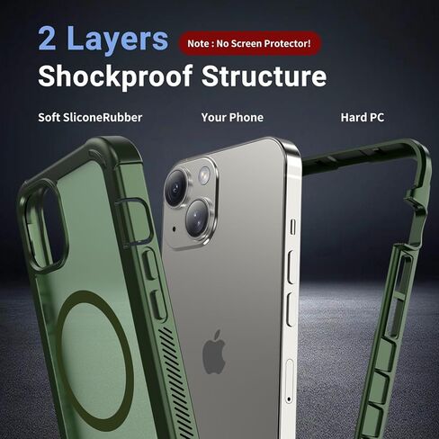 for iPhone 12 case, [Compatible with MagSafe][Military Grade Drop Protection][Heavy Duty Protection][Non-Slip][Shockproof] with 2-Layer Durable Bumper Phone Case 6.1''-Rose in Saudi Arabia