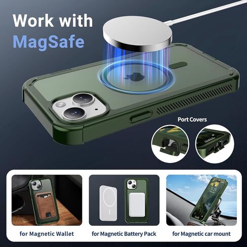 for iPhone 12 case, [Compatible with MagSafe][Military Grade Drop Protection][Heavy Duty Protection][Non-Slip][Shockproof] with 2-Layer Durable Bumper Phone Case 6.1''-Rose in Saudi Arabia