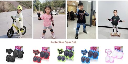 Kids Protective Gear Set SHENMOREN Knee Pads for Kids 3-10 Years Toddler Knee and Elbow Pads with Wrist Guards 3 in 1 for Skating Cycling Bike Rollerblading Scooter in Saudi Arabia