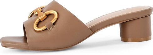 Coutgo Women's Slide Sandals Square Open Open Open on Moxer Bully Block Low -heel Metal Chain thare shies reasy ، beige gray ، size 7 in Saudi Arabia