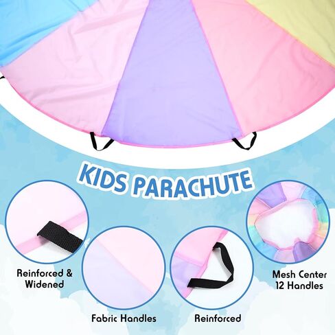 1 PCS Kids Play Parachute 10 FT Rainbow Parachute Tuy Tent Game for Children Gymnastics Cooperative Play and Outdoor Playground Playground Playground in Saudi Arabia