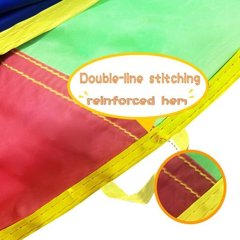 Parachute with مقابض بطول 8 أقدام و 12 قدمًا ألعاب المظلة لألعاب الفريق في الهواء الطلق ، والخياطة المقواة بالماء ، يمكنك أيضًا استخدامها لتوسيع نطاق تغطية الترامبولين ، والمعدات الرياضية (12 قدمًا 12 اليدين) in Kuwait