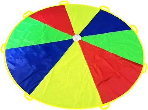 Parachute with مقابض بطول 8 أقدام و 12 قدمًا ألعاب المظلة لألعاب الفريق في الهواء الطلق ، والخياطة المقواة بالماء ، يمكنك أيضًا استخدامها لتوسيع نطاق تغطية الترامبولين ، والمعدات الرياضية (12 قدمًا 12 اليدين) in Kuwait