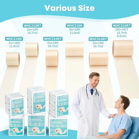 LIFARA Hydrocolloid Roll for Wound Care (WHC316R) - HSA FSA Eligible, 3in*16ft, 11.8mil/ 0.3mm Thickness, Medical Grade in Saudi Arabia