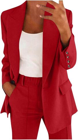 Womens Plus Size 2 Piece Suit Work Office One Button Blazer Jacket Pants Set Dressy Casual Business Outfits in Saudi Arabia