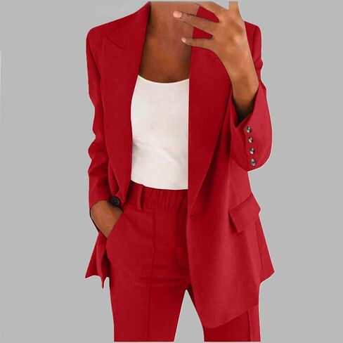 Womens Plus Size 2 Piece Suit Work Office One Button Blazer Jacket Pants Set Dressy Casual Business Outfits in Saudi Arabia