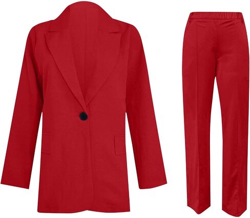 Womens Plus Size 2 Piece Suit Work Office One Button Blazer Jacket Pants Set Dressy Casual Business Outfits in Saudi Arabia