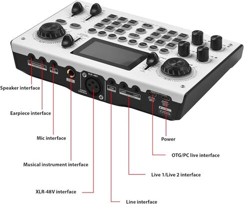 Btuty Sound Board Audio Mixer 48V Phantom Power Live Sound Card RGB Light BT Wireless Plug and Play for Live Streaming Podcasting Recording Content Create Gaming Rechargeable in Saudi Arabia