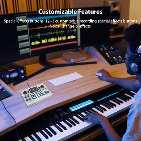 Btuty Sound Board Audio Mixer 48V Phantom Power Live Sound Card RGB Light BT Wireless Plug and Play for Live Streaming Podcasting Recording Content Create Gaming Rechargeable in Saudi Arabia