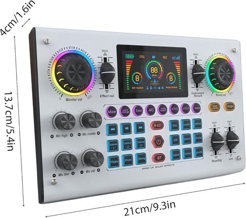 Btuty Sound Board Audio Mixer 48V Phantom Power Live Sound Card RGB Light BT Wireless Plug and Play for Live Streaming Podcasting Recording Content Create Gaming Rechargeable in Saudi Arabia