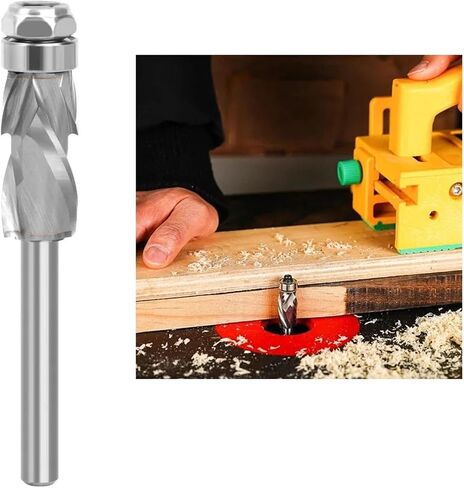 1PC 1/4 Shank Bearing Ultra-Perfomance Compression Flush Trim Solid Carbide Router Bit for Woodworking End Mill Z07A(with Bearing 1PC) in Saudi Arabia